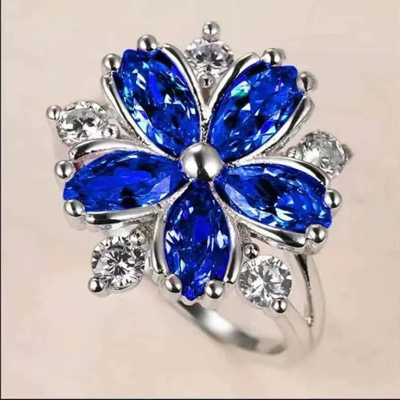 Elegant Women's Flower Ring Luxury  Pink Zircon Ring, Fashionable Flower Shape Women's Ring, Engagement, Wedding Ring, Princess Ring, Promise Ring, Valentine's Day, Christmas Gift. Size US5-11. Happy Shopping!