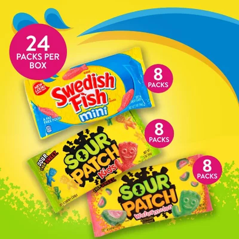 SOUR PATCH KIDS & SWEDISH FISH Variety Pack Candy, 2 Oz., 24 Pk.