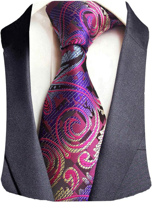 3.15"(8Cm) Fashion Striped Paisleyties Mens Plaid Flower Necktie for Wedding