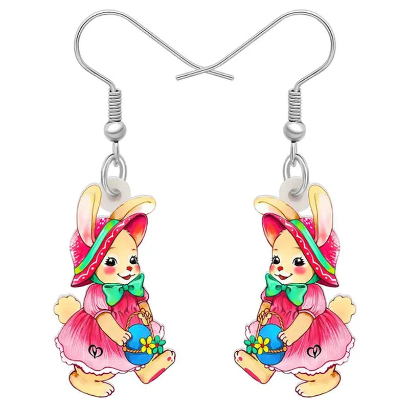 Acrylic Easter Eggs Bunny Hare Rabbit Earrings Drop Dangle Egge Jewelry For Women Girls Kids Charms Festival Gift Accessories