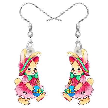 Acrylic Easter Eggs Bunny Hare Rabbit Earrings Drop Dangle Egge Jewelry For Women Girls Kids Charms Festival Gift Accessories