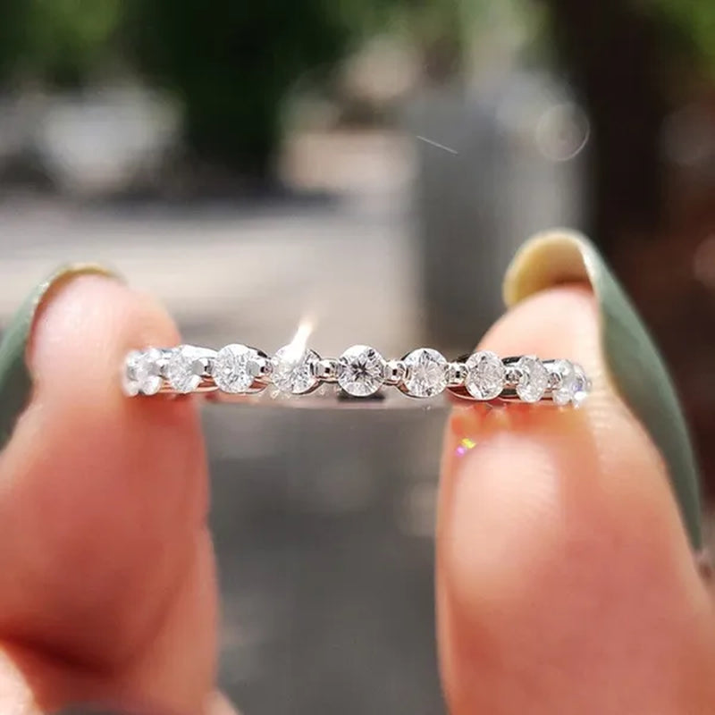 Fashion Bride Jewelry Luxury 925 Sterling Silver Ring Full Eternal Moissanite Diamond Rings for Women Proposal Wedding Engagement Anniversary Party Band Gift