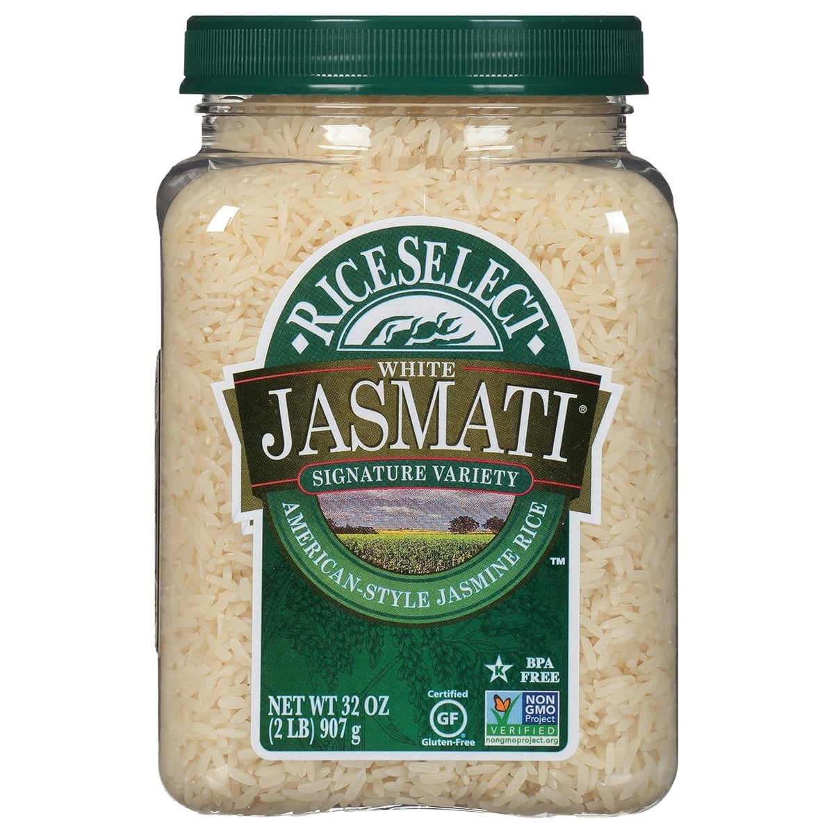 Jasmati Rice, Long-Grain Jasmine Rice, Premium Gluten Free Rice, Non-Gmo, 32 Ounce Jar