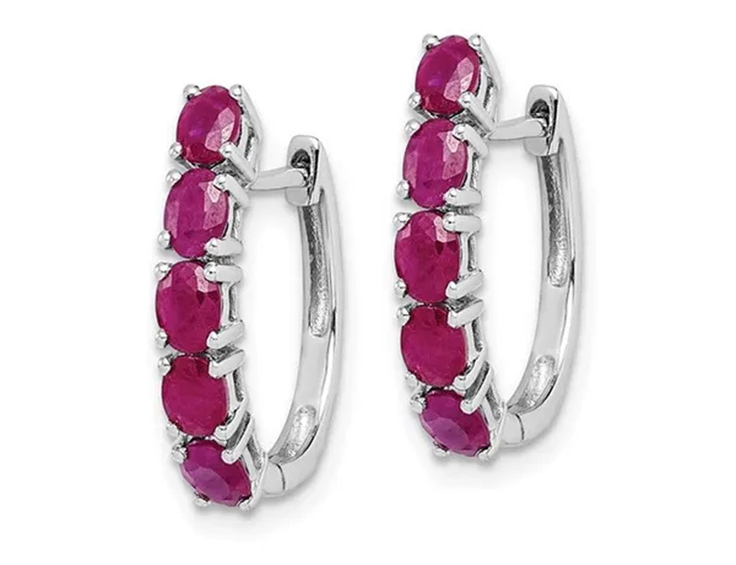2.25 Carat (ctw) Ruby Hoop Earrings in Sterling Silver
