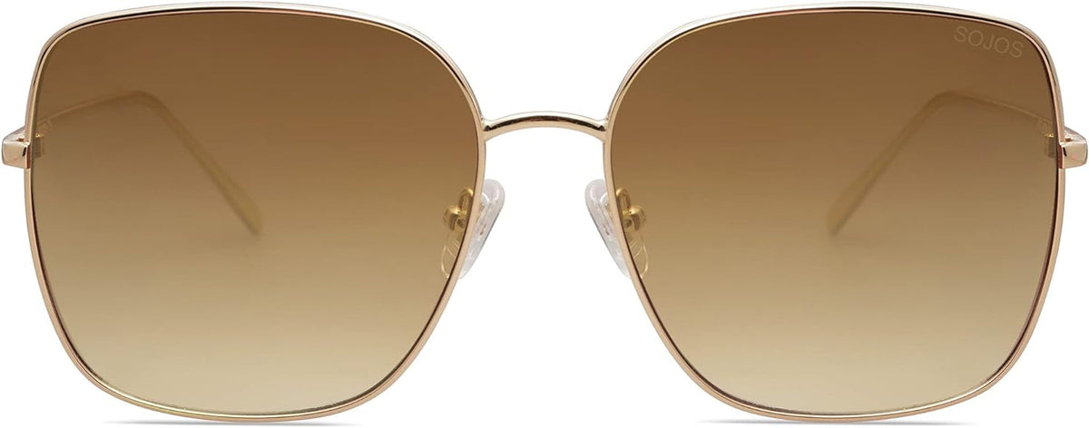 Trendy Oversized Square Metal Frame Sunglasses for Women Men Flat Mirrored Lens UV Protection Sunglasses SJ1146