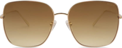 Trendy Oversized Square Metal Frame Sunglasses for Women Men Flat Mirrored Lens UV Protection Sunglasses SJ1146