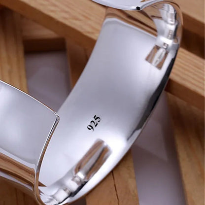 FASHION 925 Sterling Silver Minimalist Cuff Bangle