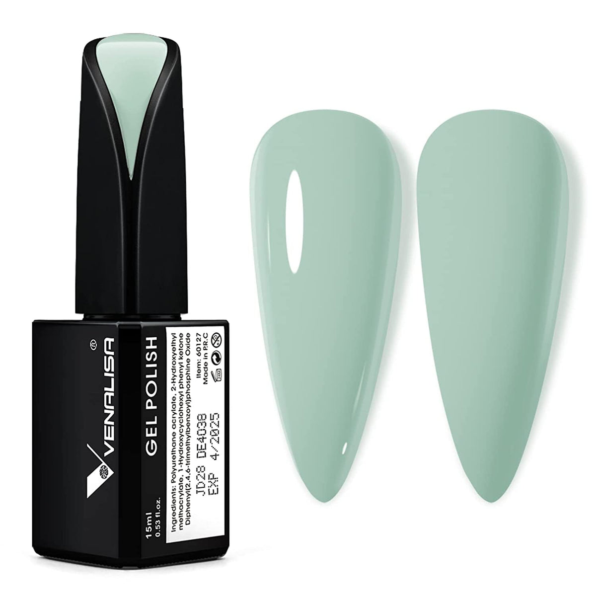 VENALISA 15ml Gel Nail Polish, Pure White Color Soak Off UV LED Nail Gel Polish Nail Art Starter Manicure Salon DIY at Home, 0.53 OZ