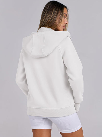 Womens Zip up Hoodies Fleece Jackets Long Sleeve Sweatshirts Pockets Casual Fall Fashion Preppy Outfits Y2K Clothes