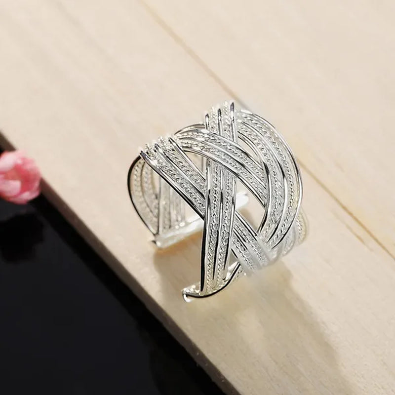 Charm 925 Sterling Silver Rings for Women Adjustable Fashion Retro Wedding Party Christmas Gifts High Quality Jewelry