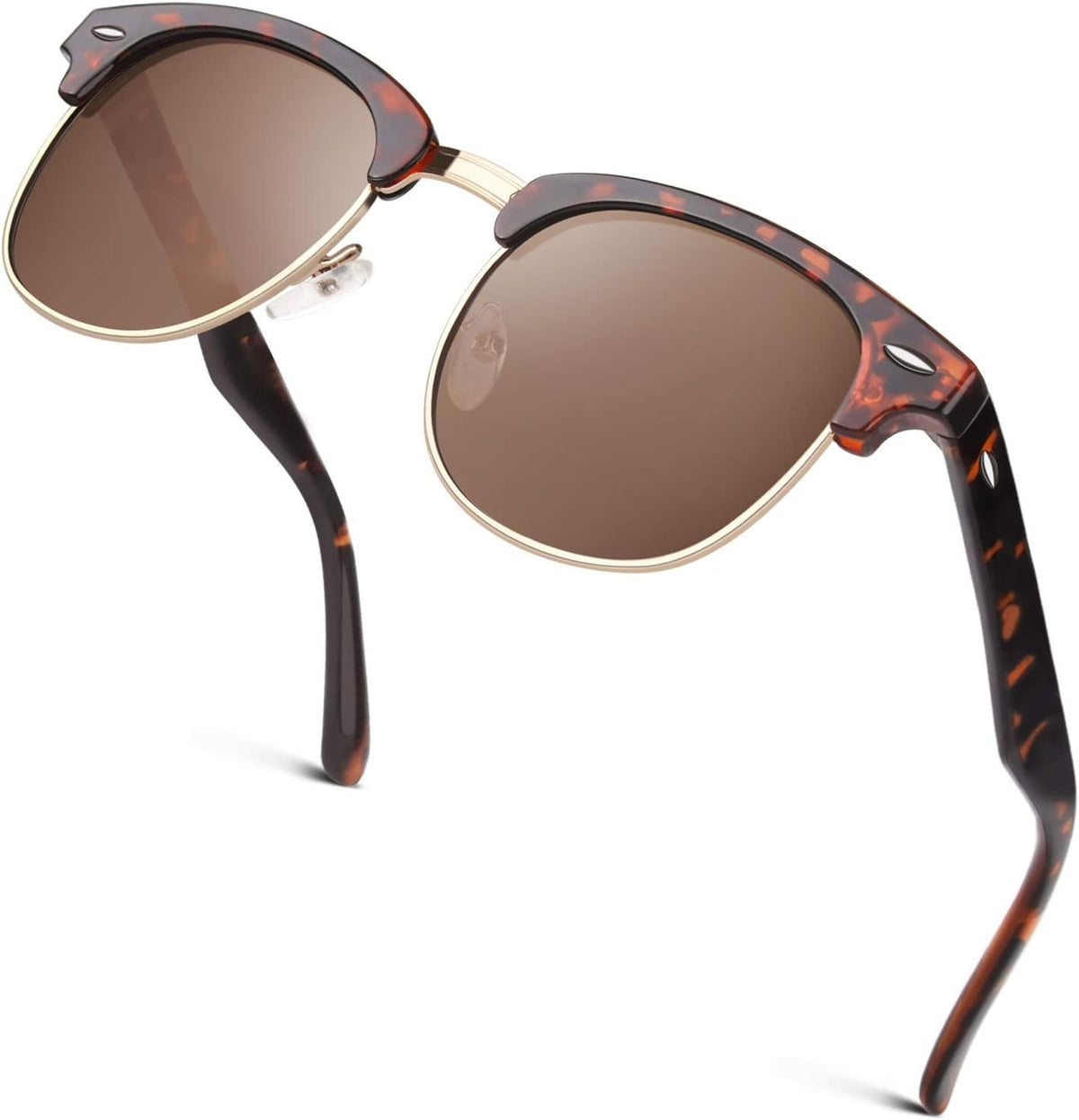 Classic Horn Rimmed Semi Rimless Polarized Sunglasses for Men Women GQO6