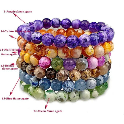 113 Style 8mm Beads Bracelet Men and Women Diy Stone Beads Bracelet Round Turquoise Agate Crystal Chalcedony Opal Beaded Bracelet Wholesale