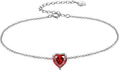 925 Sterling Silver 12 Birthstone Hearts Jewelry Women Crystal Wedding/Engagement/Bridal Heart Necklace/Earring/Ring/Bracelet Sets Jewellery