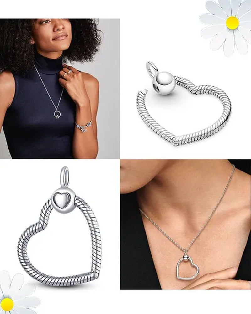 2023 Heart O Pendant 925 Sterling Silver O Pendant fit Original Cable Chain Pendant Necklace DIY Charm Beads Jewelry Anniversary Gift