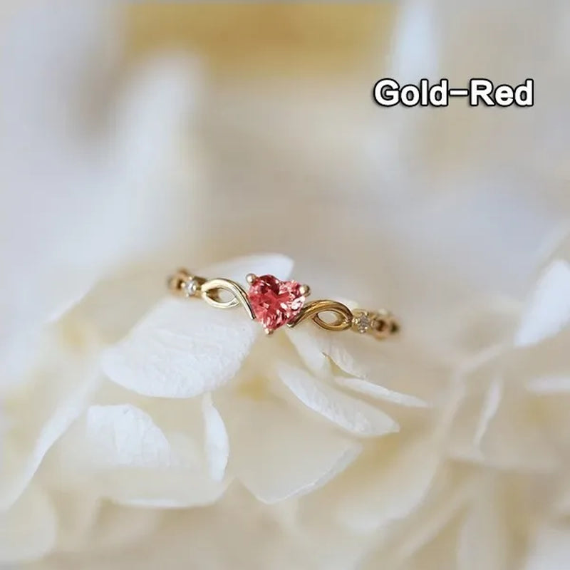 New Yellow Gold/White Gold Plated Engagement Wedding Ring Jewelry Skyblue Heart Shaped Sapphire Diamond Gemstone Rings for Women