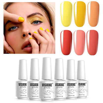 Gel Nail Polish Set - Yellow Peach 6 Colors Nail Art Gift Box Soak Off UV LED Gel Polish Starter Kit 0.27 OZ