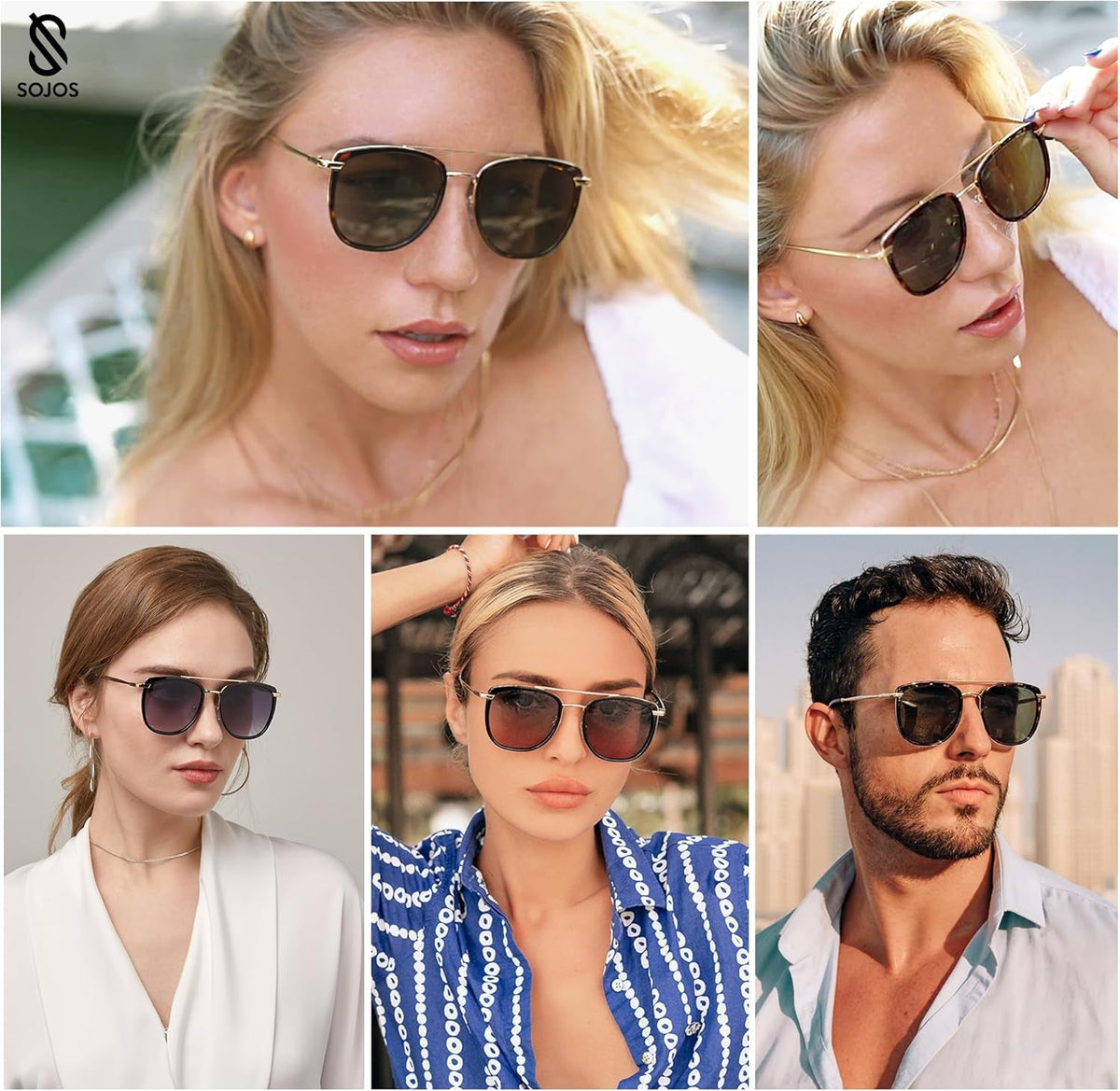 Retro Aviator Square Polarized Sunglasses for Women Men,Vintage Women'S Sun Glasses Shades UV400 SJ2180