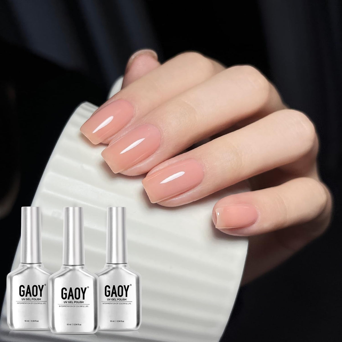 Gel Nail Polish Kit, 3 Colors 16Ml Jelly Milky White Glitter, Sheer Soak off UV Gel Polish Set - Pearl Shimmer