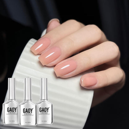 Gel Nail Polish Kit, 3 Colors 16Ml Jelly Milky White Glitter, Sheer Soak off UV Gel Polish Set - Pearl Shimmer
