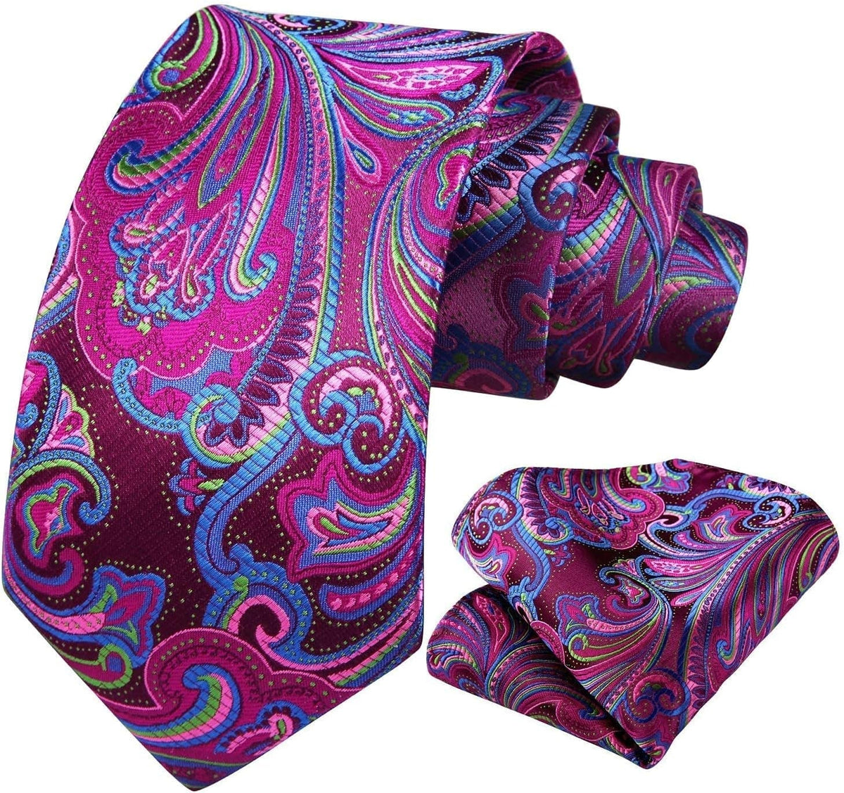 Ties for Men Paisley Tie and Pocket Square Woven Classic Floral Mens Ties Handkerchief Set Wedding Party Necktie