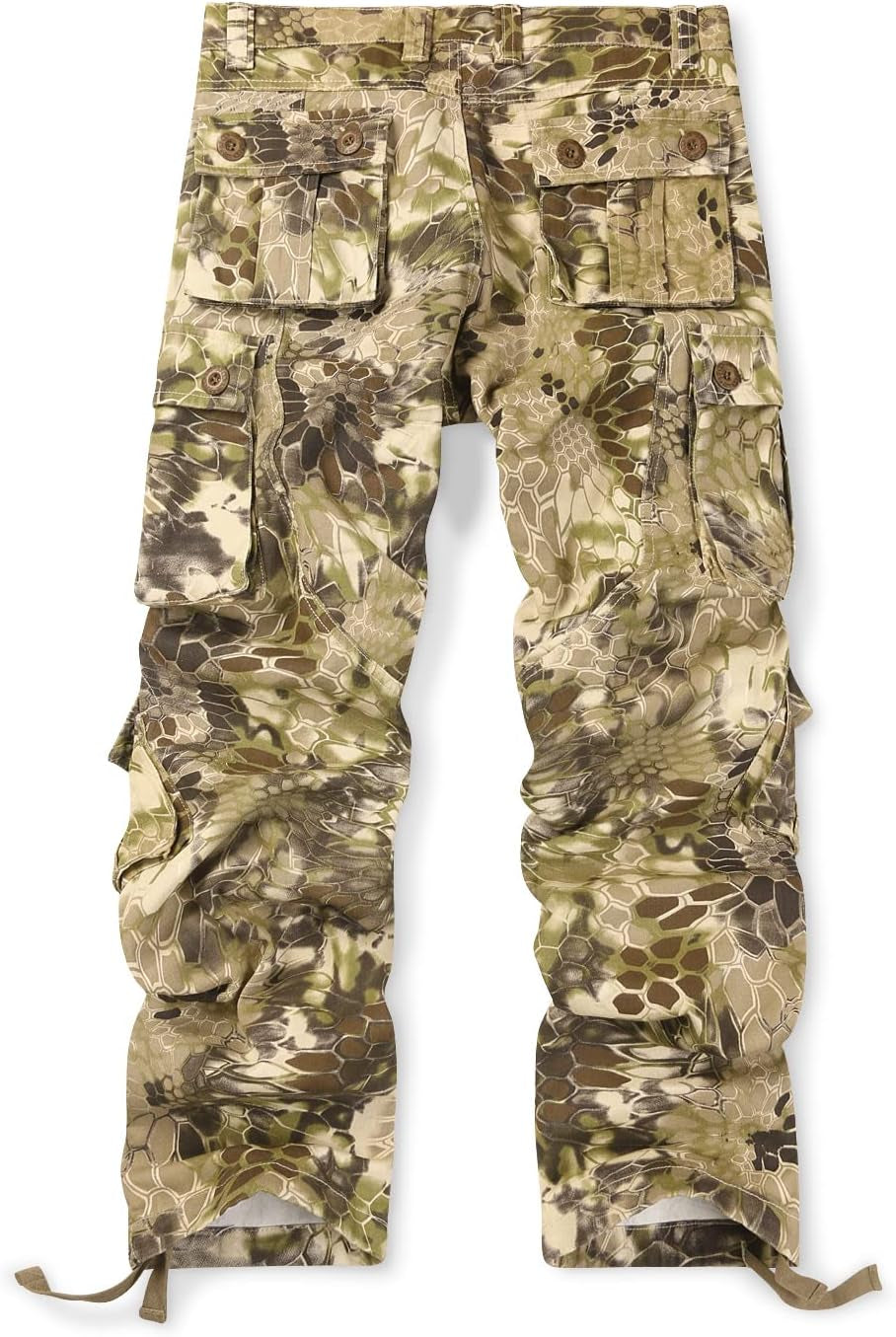 Men'S Cotton Casual Cargo Work Pants Baggy Camo Tactical Combat Trousers with 8 Pockets (No Belt)