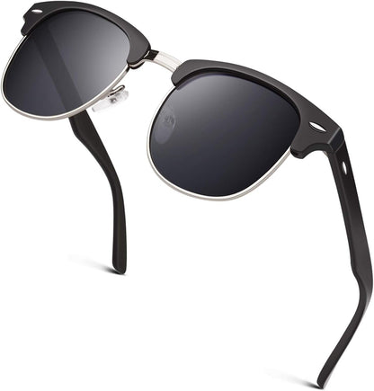 Classic Horn Rimmed Semi Rimless Polarized Sunglasses for Men Women GQO6