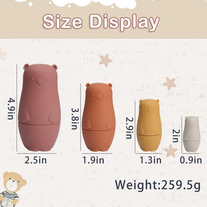 8 Pieces Silicone Nesting Dolls Russian Matryoshka Doll Easter Toys Montessori Educational Toy for Kid Boys Girls Bears Stacking Nesting Toys Set for Toddlers 3 Years Up