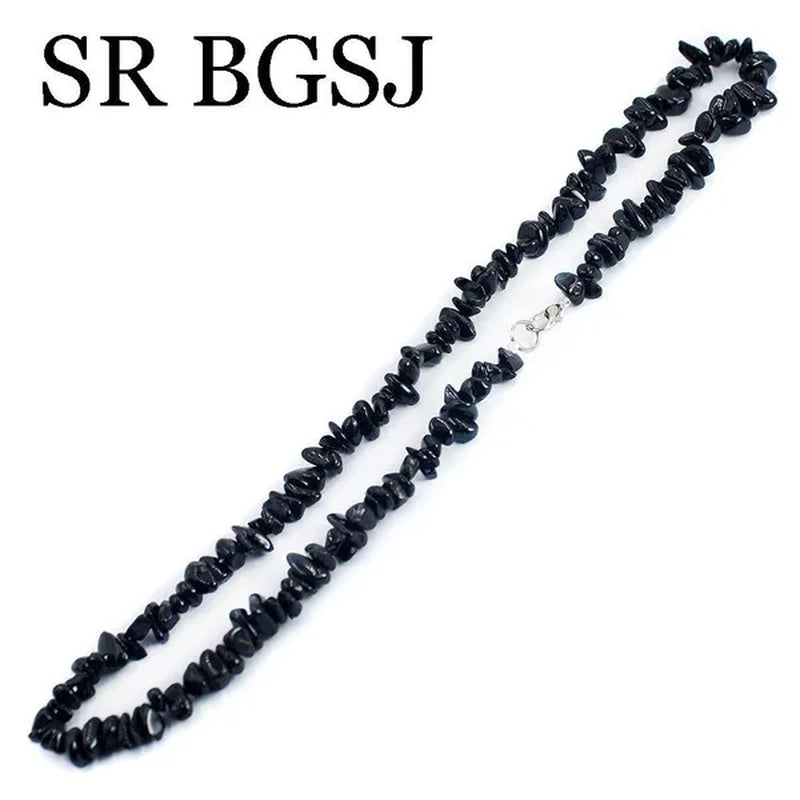 Gift Packed 6-8mm Natural Black Tourmaline Gems Chips Stone For Women Bohemian Chokers Necklace 18inch