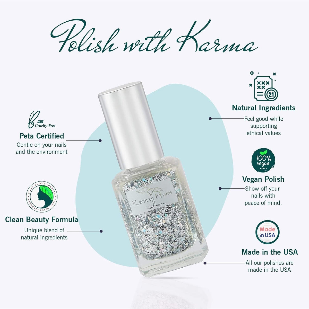 Natural Nail Polish-Non-Toxic Nail Art, Vegan and Cruelty-Free Nail Paint (Glitter Bomb)