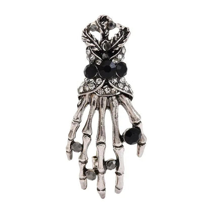 Fashion Hand shape Diamond open crystal female chain tassel brooch