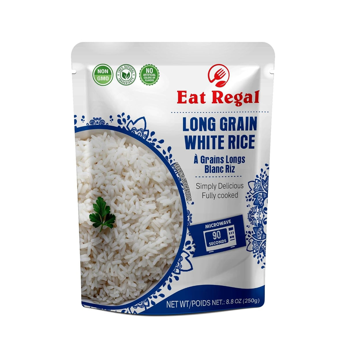 Long Grain White Rice Pack of 6, 8.8 Ounce, Ready to Eat in 90 Sec |100% Natural Ingredients| Pre Cooked | Microwavable | Side Dish