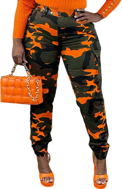 Women Camo Cargo Pants Camouflage Sweatpants Joggers Casual Army Fatigue Pants