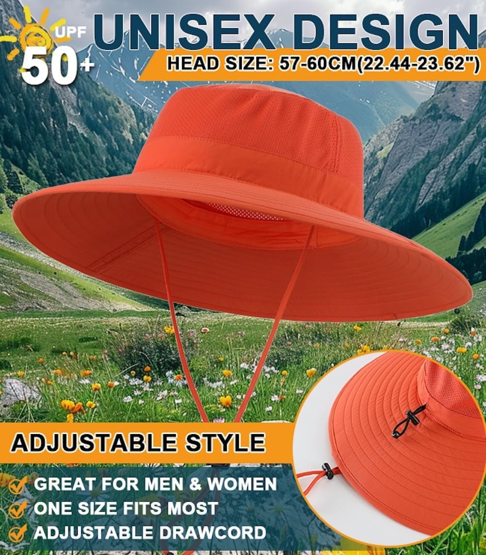 UPF50+ Mens Sun Hat Wide Brim Fishing Hat Foldable Large Brim UV Protection Sun Hat for Men Women Beach Gardening