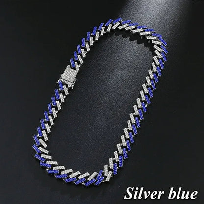Iced Out Cuban Link Chain Necklace Chain Hip Hop Jewelry Choker Gold Silver Chain for Men Rapper Necklaces Bracelet 8-30 Inch
