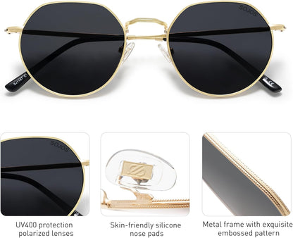 round Polygon Polarized Sunglasses for Women Men Retro Classic Vintage Panto Shades SJ1157
