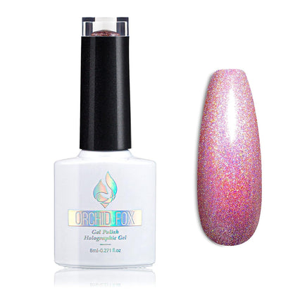 Holographic gel nail polish glitter: Led UV Gel Polish Sparkle Color Soak Off Nail Art Gel DIY Design Manicure 1 PCS 8ML Shiny Gold