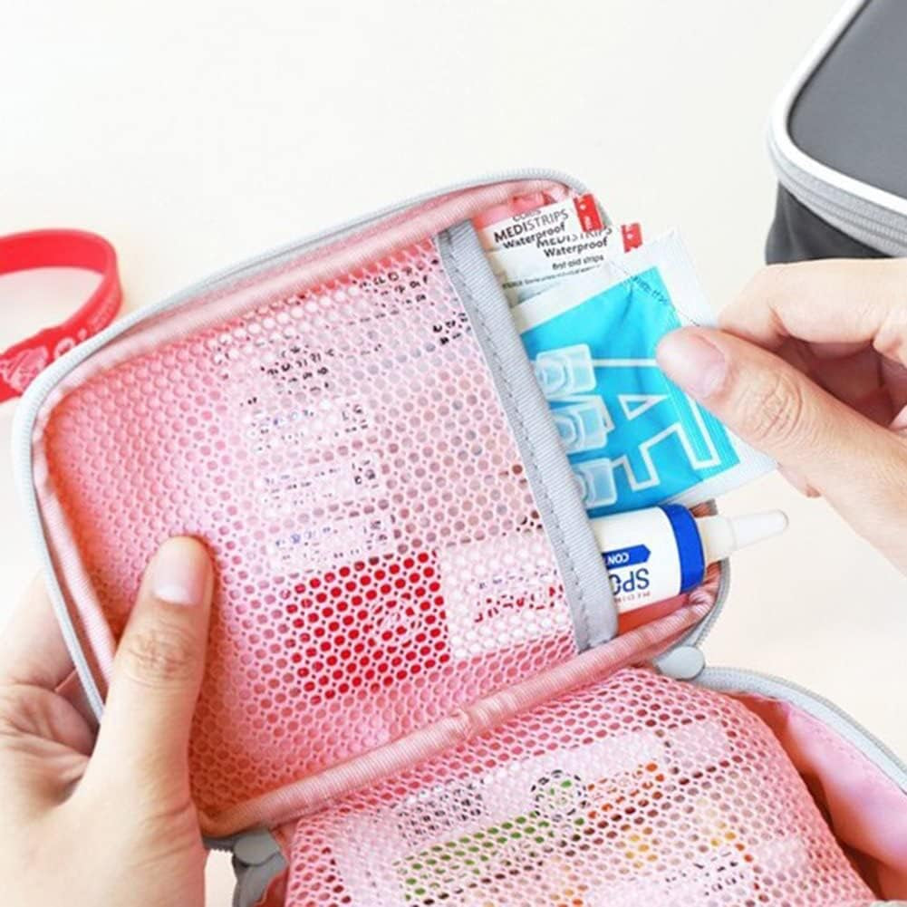 Mini Outdoor First Aid Kit Bag Travel Portable Medicine Organizer Emergency Kit Pink Durable and Nice
