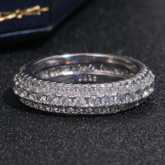 S925 Sterling Silver Micro Pave Diamond Eternity Rings for Women Bridal Engagement Wedding Ring Proposal Gift Jewelry