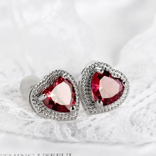 Authentic 925 Sterling Silver Women's Earrings, Ruby and Nut Earrings, Exquisite Wedding Gifts, Jewelry Gifts