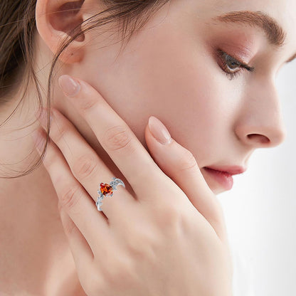 Natural Moss Agate Ring 925 Sterling Silver Opal Birthstone Ring 925 Sterling Silver Leaf Promise Ring for Her Birthday Anniversary Jewelry for Women