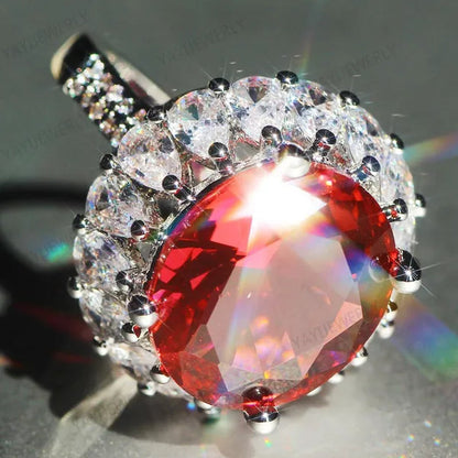 Unique  Silver Natural Ruby Gemstones Birthstone Bride Princess Wedding Engagement Strange Ring Size 6 7 8 9 10