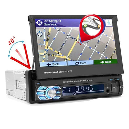 1DIN 7" HD Retractable Touch Screen Car Stereo Audio Bluetooth Car Radio Support Bluetooth/Usb/Aux/Fm/Am Mirrorlink+ SWC+ Rearview Camera (Optional)