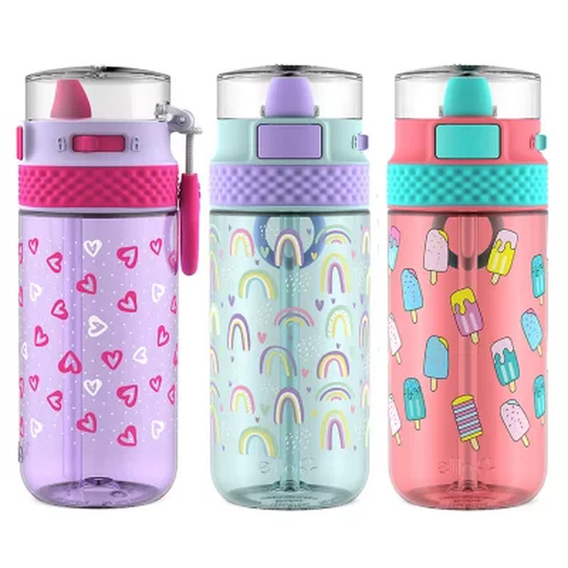 Ello Stratus 16-Ounce Tritan Water Bottles, 3 Pack, Choose Color