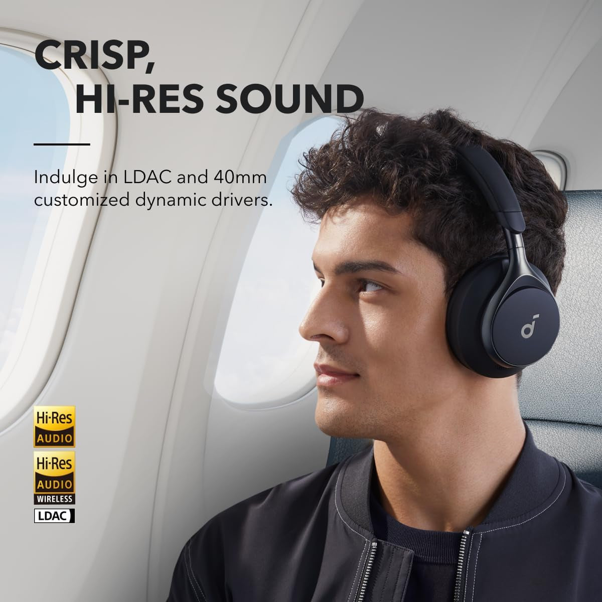 by , Space One, Active Noise Cancelling Headphones, 2X Stronger Voice Reduction, 40H ANC Playtime, App Control, LDAC Hi-Res Wireless Audio, Comfortable Fit, Clear Calls, Bluetooth 5.3