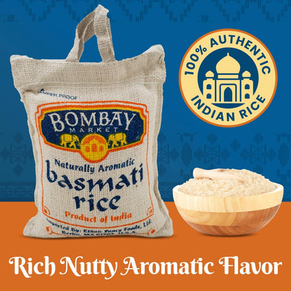 White Basmati Rice - Aromatic & Nutty Flavor Basmati Rice - Long Grain Rice Basmati (4 Pound Bag)