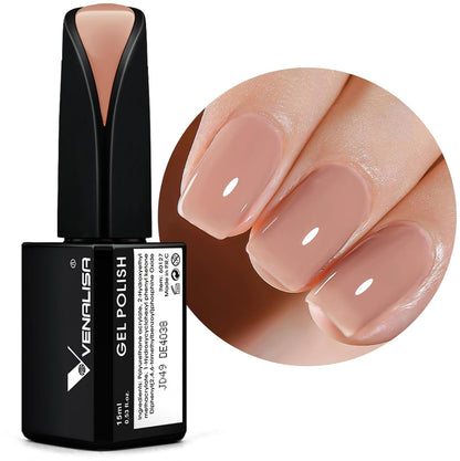 VENALISA 15ml Gel Nail Polish, Pure White Color Soak Off UV LED Nail Gel Polish Nail Art Starter Manicure Salon DIY at Home, 0.53 OZ