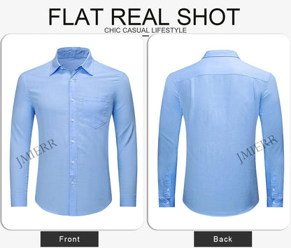Mens Cotton Linen Casual Stylish Button down Shirt Long Sleeve Dress Shirts
