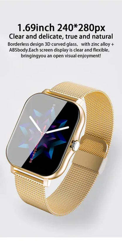 LIGE New Women Smart Watch Men 1.69" Color Screen Full touch Bluetooth Call Smart Bracelet Life Waterproof Fitness Tracker Ladies Health Bracelets Relogio Smartwatch+Gift