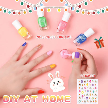 12 Rainbow Colors Peel-Off Kids Washable Quick Dry Girls Nail Polish Kit for Kids Teen Little GirlsToddler Ages 3-12