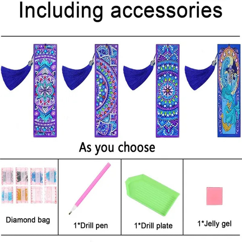 5D Diamond Painting Bookmark Kits DIY Special Shaped Diamond Painting Bookmark with Tassel Craft Supplies